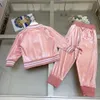 Nowe dzieci dresy dla dzieci Ubrania dla dzieci Piękne różowe materiały aksamitne ubrania dla dzieci chłopiec kurtka garnitur rozmiar 110-160 zamek błyskawiczny i spodnie