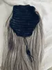 Graziosamente argento riccioli ondulati capelli grigi coda di cavallo estensione coulisse clip in sale e pepe capelli grigio argento naturale per donne nere lungo corto 120g 100g 140g