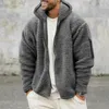 Men's Jackets Autumn Winter Casual Loose Fleece Jackets for Men Fluffy Coats Vintage Zipper Hooded Jacket Mens Thick Warm Coat Streetwear 231110