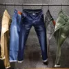 Fashion Spring Summer High Quality Jeans Skinny Straight Jeans Mens Mens Casual Biker denim Male Stretch Trouser Pants291Z