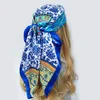 Sciarpe Moda Piazza Sciarpa di seta Donna Fascia 90/90 cm Stampa Sciarpe al collo Ufficio Fascia per capelli Fazzoletto a mano Bandana femminile Copricapo 231110