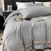 Ensembles de literie 800TC coton égyptien El ensemble luxe rayure broderie argent gris housse de couette plat ou drap-housse taies d'oreiller