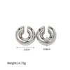 Backs Earrings GHIDBK Fashionable And Unique False Perforated Stainless Steel Thick Cylinder Hollow Ear Ring Clip Women's Fashion