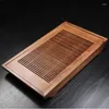 ティートレイ中国の伝統的な引き出しタイプのソリッド木製トレイ家庭用テーブルティーウェアオーガナイザー高品質の二重使用サービング