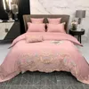 Bedding Sets Luxury Golden Borderyer Set White Egyptian algodão super macio Tampa de edredom de edredo