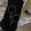 Hoop Earrings Punk Gothic Style Hollow Cross Drops For Women Vintage Geometric Round Circle Fashion Jewelry Brincos