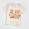 T-shirts Exclusice Girlymax Christmas Short Sleeve Outfits Baby Girls Bleached Top T-shirt Santa Pumpkin Leopard Boutique Kids Clothing 230410