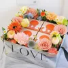 Gift Wrap Mirror Silver Magic Folding Tote Box PVC Clear Love Flower Box Flower Arrangement Hand Carry Bag 4pcs 231109