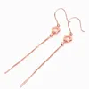 Kolczyki Dangle 14k Splated Rosjan AU585 Purple Gold Snake Bone Bone Earhook Kolorowa Rose Star Classic Long Style