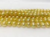 Chains Pearl Necklace Jewelry 10-11mm Golden Baroque Thread Sea