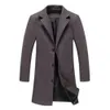 Erkek yün harmanlar Sonbahar kış moda erkekler yün katlar düz renk tek göğüslü yakalı uzun ceket ceket rahat palto artı boyut 5 renk 231109