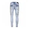 Mäns jeans Topp 10 varumärken Fashion Designer Skinny förstörde Elastic Stretch Slim Fit Distressed Ripped Trousers Denim Pants Sale