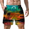 Shorts pour hommes été bord de mer cocotier imprimé 3D style de vacances mode décontracté