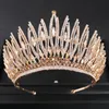 Fasce per capelli Cristallo di lusso Colore oro Grande corona Tiara Regina Donne Concorso di bellezza Prom Corone Diademi Accessori per gioielli da sposa per capelli 231102