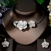 Necklace Earrings Set HIBRIDE Femme Luxury Bridal Wedding Noble Big Flowers Earring Sets Dinner Party Show Jewelry Parure Bijoux N-1588