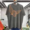 メンズTシャツスプリットウィングReウォッシュハイストリートルーズフィッティング短袖Tシャツ230410