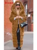 Women's Fur Faux Fur Coat Women Black S-5XL Long Thick Warmth Hooded Mink Fur Jacket Autumn Winter Fashion Pink Streetwear Overcoat Clothing 231109