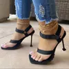 Dress Shoes Square Head Sexy Wine Cup Heel Clip Toe Sandals Women's Foreign Trade Large Size High