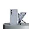 Роскошный мембранный кожаный чехол для телефона на петлях для Samsung Galaxy Folding Z Fold5 5G Невидимый кронштейн Полная защитная закаленная пленка Складная подставка с прорезью для ручки