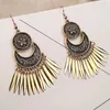 Brincos pendurados vintage étnico antigo prata cor metal folhas borla para mulheres longo multicamadas esculpidas flor jhumka jóias