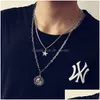 Collares colgantes 10 unids / lote Vintage Mtilayer Hiphop Acero inoxidable para hombres Mujeres Rock Rapero Charm Collar Colgantes Joyería D Dhgarden Dhk2V