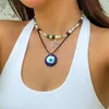 Pendentif Colliers Lacteo Pierre Naturelle Perles Irrégulières Star Charm Collier Bleu Turc Chanceux Oeil Ras Du Cou Pour Les Femmes Fête Boho Bijoux Cadeau