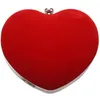 Sacs de soirée en forme de coeur diamants femmes chaîne épaule sac à main pochettes de jour pour mariage de fête (rouge)