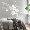 Naklejki ścienne lustro dekoracja dekoracji pomieszczenia 3d długie pełne ciałem ścianki klejek mural hibiskus płatki kwiatowe R076 230410