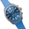 Mens Watch Japan 8215 Automatic Movement Blue Hammer Dial Screw Crown Metal strap Glass back Wristwatch 42MM