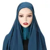 Lenços Malásia Mulheres Lenço de Cabeça Elastic Capa Completa Proteção de Pescoço Proteger Privacidade Anti-UV Instant Chiffon Hijab Muçulmano Inner Headband