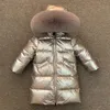 Jaquetas russas inverno 30 crianças jaqueta para meninos meninas super grande pele genuína xlong casaco crianças snowsuits roupas 231109