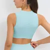 Débardeurs pour femmes Gilet de sport sans couture Col haut sans manches Brassière antichoc Crop Top Tenue d'entraînement Femmes Gym Jogging Bras avec coussinet