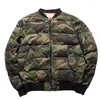 Hommes vers le bas 2023 arrivée épais Parka col Camouflage mâle court vêtements motif coton support impression fermeture éclair décontracté hiver veste hommes