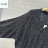 Women's Sweaters 2023 Linen Knit Casual Lazy Loose Heavy Work Sequin V-neck Long Sleeved Top For Autumn Wear