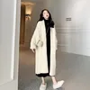 Women's Fur Luck A 2023 Autumn Women Solid Faux Coat Lady Thick Outwear Winter Warm Long Female Elegant Green Overcoat