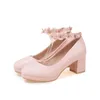 Dress Shoes Dousin Partin 2023 Women Pumps Pink Solid Fashion Round Toe Square High Heel Cute Casual Pu Leather Girl N8452631