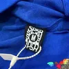 Herr hoodies mode sp5der 555555 tröjor designer 2023 vit skum tryck hoodie och män kvinnor webbgrafik1 unga bandit spindel löst snitt blå tröjor