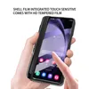 Luxe Membraan Lederen Scharnierende Telefoonhoes voor Samsung Galaxy Opvouwbare Z Fold5 5G Onzichtbare Beugel Volledige Beschermende Gehard Film Standaard Vouw Shell met Pensleuf