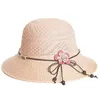 Chaps à bord large pour femmes pour 2023 Summer Sun Cap en cuir Corde fleur de fleur solaire respirable pliables dames et caps Gorras