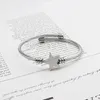 Bracciale rigido a forma di stella carino Bracciale di dimensioni regolabili Bracciale in acciaio inossidabile di alta qualità Cavo intrecciato Gioielli in filo metallico Regalo d'amore per le donne 231110