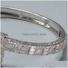 Tennis 14K Gold Men Ladies Cubic Zirconia Diamond Baguette Square Bangle Bracelet Opening Size Hiphop Jewelry 162 R2 Drop Del Dhgarden Dhjm7