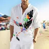 Camisas casuais masculinas Spring Men Shirts Bagggy Parrot Butterfly Printe