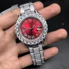 Iced Out Men Bekijk 43 mm prong set ring ring diamanten automatische herenhorloges zilveren roestvrijstalen grote diamanten herenhorloge