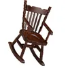 Garden Decorations Crafts House Rocking Chair Child Miniatures Dollhouse Model Chairs Wood Decorative Rocking-chair