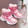 Boots Girls Snow Boots Children's Shoes Kids Naked Boots Plus Velvet Thick Warm Shoes Teen Short Boots Girls Winter Sneakers Pink 231109