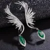 Boucles d'oreilles à clous en zircone cubique verte pour femmes, bijoux de mariage, Brincos CE10020