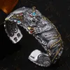 Bangle S925 Sterling Silver Men's Wide Classic Fashion Domineering Pixiu Armband för att locka rikedom Personlighet Retro Kinesisk stil 231109