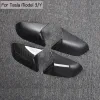 For Tesla Model 3 Model Y 2019-2023 Rear Mirror Cover Real Carbon Fiber Reversing Mirror Cowl Shaped Cover Auto Modification Parts Accessories