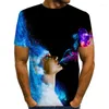 Fashionable Trend Luxurious Versatile Comfortable Balloon Statue Boating Digital 3D Printing Men T-shirt Short Sleeve Casual Tee O Neck Summer Clothes
