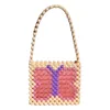 Evening Bags Colorful Bow Knitted Beaded Bag Fashion Retro Splice Butterfly Design Women's Shoulder Summer Cute Ladies Handbag